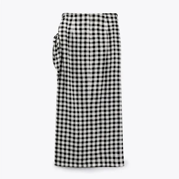 ZARA Gingham Linen Blend Skirt - Picture 10 of 12